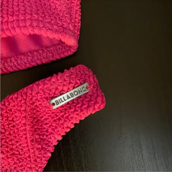 Billabong Summer High Crop Tank Crinkle Ribbed Hike Bikini Set Bubblegum Pink